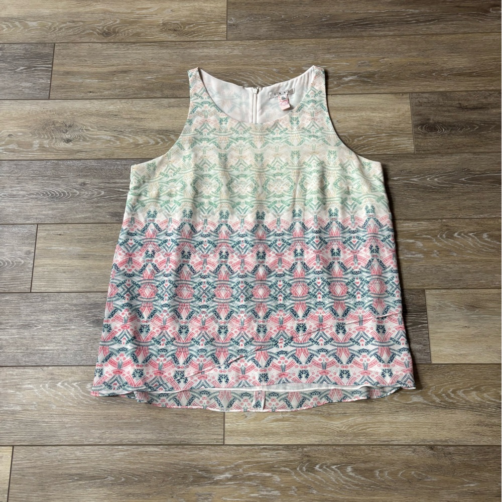 CAbi Mosaic Tank Top Sz XL Sleeveless #250 Heart of Cabi Summer Office Y2K
